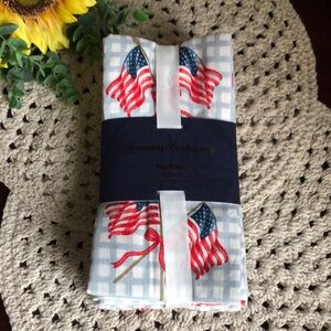 Tommy Bahama Red, White & Blue Americana Cotton Napkins Flags Patriotic